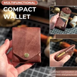 Multifunctional Compact Wallet - Leather Bi-Fold Wallet for Men and Women, Slim and Stylish Design with Card Slots and Coin Pocket