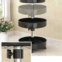 Multifunctional Kitchen 360 Rotating Storage Rack Spice Box Shelf Height Adjustable Bathroom Cosmetics Organizer