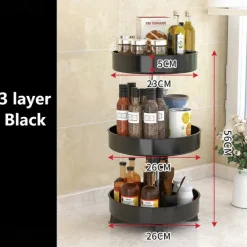 Multifunctional Kitchen 360 Rotating Storage Rack Spice Box Shelf Height Adjustable Bathroom Cosmetics Organizer