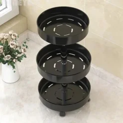 Multifunctional Kitchen 360 Rotating Storage Rack Spice Box Shelf Height Adjustable Bathroom Cosmetics Organizer