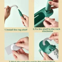 Multifunctional Kitchen Telescopic Rack Adjustable 2-in-1 Sink Organizer, Expandable Sink Basket, Sink Drain Rack, Sink Tray, Sponge Holder+Dish Cloth Hanger Random Color