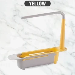 Multifunctional Kitchen Telescopic Rack Adjustable 2-in-1 Sink Organizer, Expandable Sink Basket, Sink Drain Rack, Sink Tray, Sponge Holder+Dish Cloth Hanger Random Color