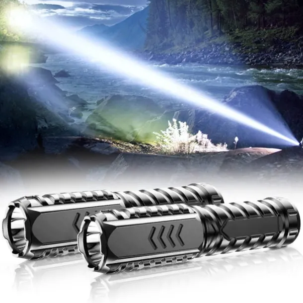 Multifunctional Rechargeable Flashlight, 2023 New Charger and Flashlight 2 in 1 LED Flashlights, 450M Long Lighting Range Tactical Flashlight 3 Modes, IPX7 Waterproof Mini Portable Flashlight