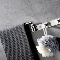 Multifunctional Rotating Towel Bar with 3 Rows of Hooks Stainless Steel Material Wall Mounted for Bathroom 1pc