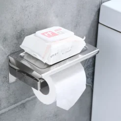 Multifunctional Toilet Paper Rack 304 Stainless Steel Roll Paper Towel Rack Large / Small Mirror Bright Light Color