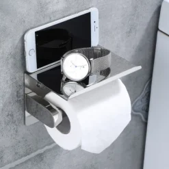 Multifunctional Toilet Paper Rack 304 Stainless Steel Roll Paper Towel Rack Large / Small Mirror Bright Light Color