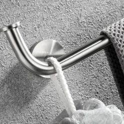 Multifunctional Towel Bar Brushed/Painted Finish Toilet Paper Holder with Coat Hook 304 Stainless Steel Mattle Black/Silver Wall-mounted