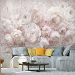 Mural 3D Wallpaper Self-adhesive Pink Flower Wall Covering Sticker Film Peel and Stick Removable Vinyl PVC Waterproof Material Home Decor Multiple Size