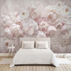Mural 3D Wallpaper Self-adhesive Pink Flower Wall Covering Sticker Film Peel and Stick Removable Vinyl PVC Waterproof Material Home Decor Multiple Size