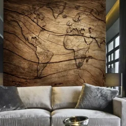 Mural Wallpaper Wall Sticker Covering Print Adhesive Required World Map Wood Canvas Home Décor