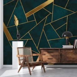 Mural Wallpaper Wall Sticker Covering Print Gold Abstract Canvas Home Décor Peel and Stick Removable