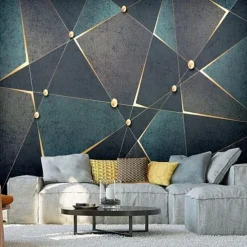 Mural Wallpaper Wall Sticker Covering Print Gold Abstract Canvas Home Décor Peel and Stick Removable