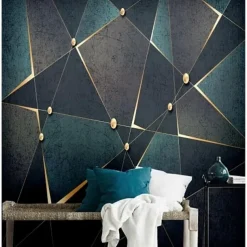 Mural Wallpaper Wall Sticker Covering Print Gold Abstract Canvas Home Décor Peel and Stick Removable