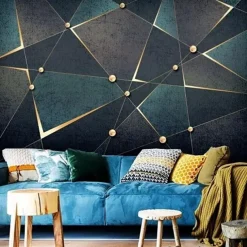 Mural Wallpaper Wall Sticker Covering Print Gold Abstract Canvas Home Décor Peel and Stick Removable