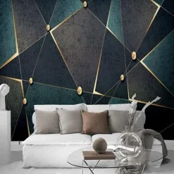 Mural Wallpaper Wall Sticker Covering Print Gold Abstract Canvas Home Décor Peel and Stick Removable