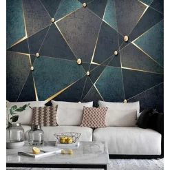 Mural Wallpaper Wall Sticker Covering Print Gold Abstract Canvas Home Décor Peel and Stick Removable