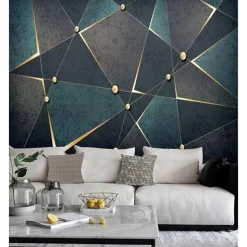 Mural Wallpaper Wall Sticker Covering Print Gold Abstract Canvas Home Décor Peel and Stick Removable