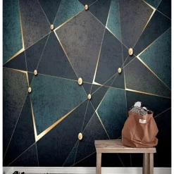 Mural Wallpaper Wall Sticker Covering Print Gold Abstract Canvas Home Décor Peel and Stick Removable
