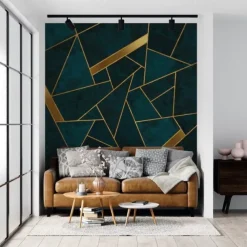 Mural Wallpaper Wall Sticker Covering Print Gold Abstract Canvas Home Décor Peel and Stick Removable