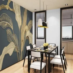 Mural Wallpaper Wall Sticker Covering Print Gold Tropical Palm Leaf Canvas Home Décor Peel and Stick Removable