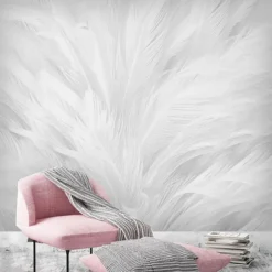 Mural Wallpaper Wall Sticker Covering Print Peel and Stick Self Adhesive White Feather Room Wallcovering PVC / Vinyl Home Decor