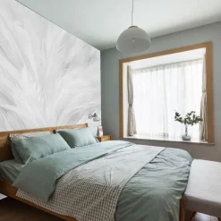 Mural Wallpaper Wall Sticker Covering Print Peel and Stick Self Adhesive White Feather Room Wallcovering PVC / Vinyl Home Decor
