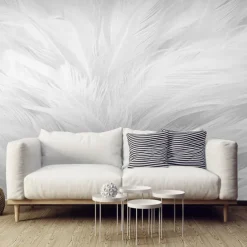 Mural Wallpaper Wall Sticker Covering Print Peel and Stick Self Adhesive White Feather Room Wallcovering PVC / Vinyl Home Decor