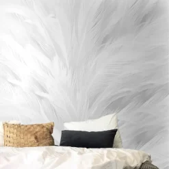 Mural Wallpaper Wall Sticker Covering Print Peel and Stick Self Adhesive White Feather Room Wallcovering PVC / Vinyl Home Decor