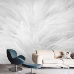 Mural Wallpaper Wall Sticker Covering Print Peel and Stick Self Adhesive White Feather Room Wallcovering PVC / Vinyl Home Decor