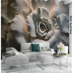 Mural Wallpaper Wall Sticker Covering Print Adhesive Required 3D Relief Effect Blossom Flower Canvas Home Décor