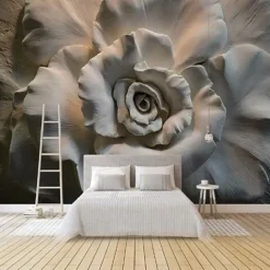 Mural Wallpaper Wall Sticker Covering Print Adhesive Required 3D Relief Effect Blossom Flower Canvas Home Décor