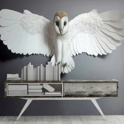 Mural Wallpaper Wall Sticker Covering Print Peel and Stick Self Adhesive Animal White Cute Owl Faux 3D PVC / Vinyl Home Decor