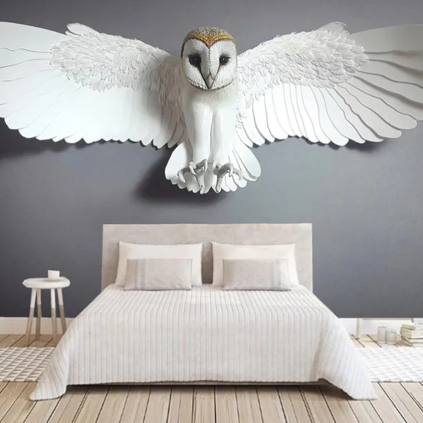 Mural Wallpaper Wall Sticker Covering Print Peel and Stick Self Adhesive Animal White Cute Owl Faux 3D PVC / Vinyl Home Decor
