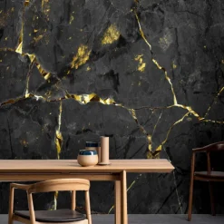 Mural Wallpaper Wall Sticker Covering Print Peel and Stick Self Adhesive Marble With Black Belt And Gold Thread Pattern PVC / Vinyl Home Decor