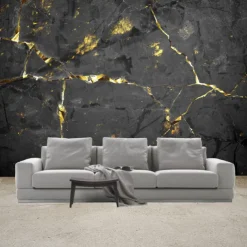 Mural Wallpaper Wall Sticker Covering Print Peel and Stick Self Adhesive Marble With Black Belt And Gold Thread Pattern PVC / Vinyl Home Decor