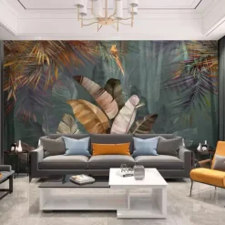 Mural Wallpaper Wall Sticker Covering Print Peel and Stick Removable Tropical Palm Leaf Canvas Home Décor