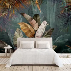 Mural Wallpaper Wall Sticker Covering Print Peel and Stick Removable Tropical Palm Leaf Canvas Home Décor