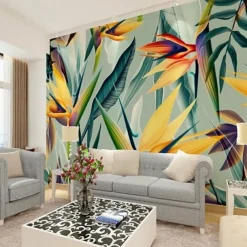 Mural Wallpaper Wall Sticker Covering Print Adhesive Required Tropical Palm Leaf Canvas Home Décor