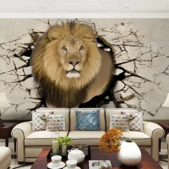 Mural Wallpaper Wall Sticker Covering Print Adhesive Required Animal Lion Canvas Home Décor