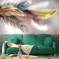 Mural Wallpaper Wall Sticker Custom Self-adhesive Feather PVC / Vinyl Suitable For Living Room Bedroom Restaurant Hotel Wall Decoration Art Home Decor