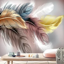 Mural Wallpaper Wall Sticker Custom Self-adhesive Feather PVC / Vinyl Suitable For Living Room Bedroom Restaurant Hotel Wall Decoration Art Home Decor