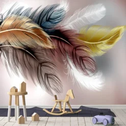 Mural Wallpaper Wall Sticker Custom Self-adhesive Feather PVC / Vinyl Suitable For Living Room Bedroom Restaurant Hotel Wall Decoration Art Home Decor