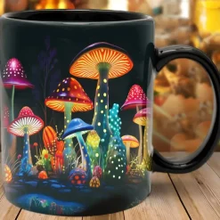 Mushroom Fantasy Mug - Trippy Misty Nature Design, Perfect Gift for Nature Lovers and Fantasy Enthusiasts