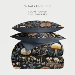 Mushroom Forest Mexican Folk Art Pattern Duvet Cover Set Comforter Set Soft 3-Piece Luxury Cotton Bedding Set Home Decor Gift
