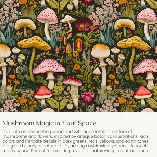 Mushroom Forest Mexican Folk Art Pattern Duvet Cover Set Comforter Set Soft 3-Piece Luxury Cotton Bedding Set Home Decor Gift
