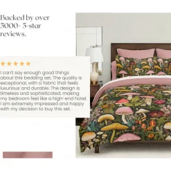 Mushroom Forest Mexican Folk Art Pattern Duvet Cover Set Comforter Set Soft 3-Piece Luxury Cotton Bedding Set Home Decor Gift