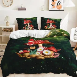 Mushroom Forest Quilt Cover Set Print Bedding Set Duvet Cover-1 Quilt Cover 2 Pillow Covers Or 1 Pillow Cover Bedding Set