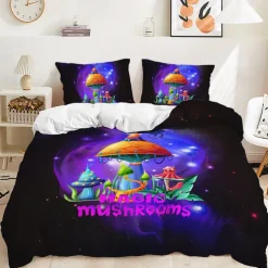 Mushroom Forest Quilt Cover Set Print Bedding Set Duvet Cover-1 Quilt Cover 2 Pillow Covers Or 1 Pillow Cover Bedding Set
