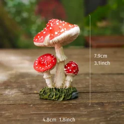 Mushroom Garden Ornament - Resin Material, Handmade and Hand-Painted, for Gardening, Miniature Landscapes, and Plant Decoration
