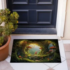 Mushrooms Forest Doormat Floor Mats Washable Rugs Kitchen Mat Non-Slip Oil Proof Rug Indoor Outdoor Mat Bedroom Decor Bathroom Mat Entrance Rug